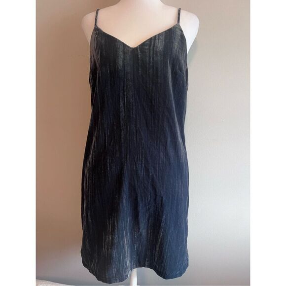 Elodie Velvet Blue slate slip dress strappy mini - Picture 1 of 4